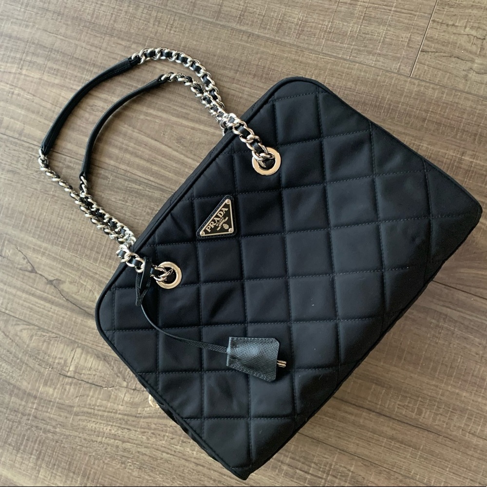 Prada Black Quilted Nylon Shoulder Bag